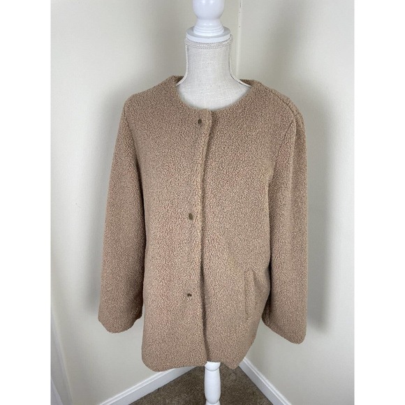 Sanctuary Crafted & Tailored Snap Front Teddy Coat Sherpa Jacket Medium - Picture 2 of 6